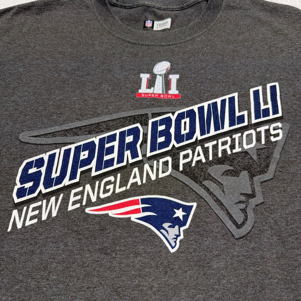 New England‎ Patriots Super Bowl LI 51 NFL Team Apparel T-Shirt Mens Large Gray - Picture 2 of 8